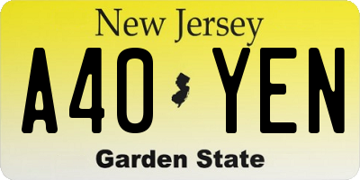 NJ license plate A40YEN