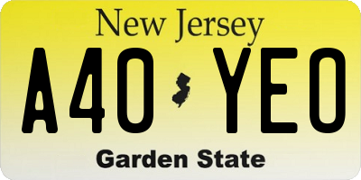 NJ license plate A40YEO