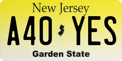 NJ license plate A40YES