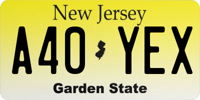 NJ license plate A40YEX