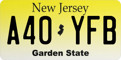 NJ license plate A40YFB