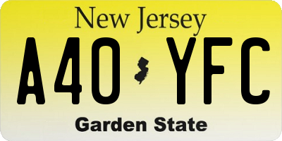NJ license plate A40YFC
