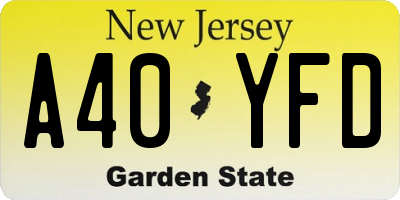 NJ license plate A40YFD