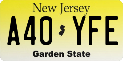NJ license plate A40YFE