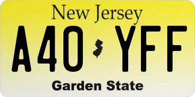 NJ license plate A40YFF