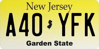 NJ license plate A40YFK