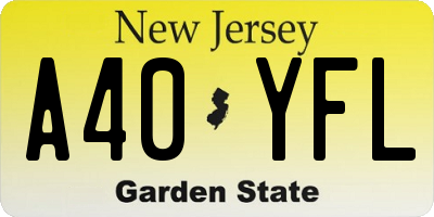 NJ license plate A40YFL