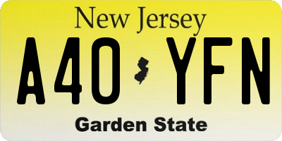 NJ license plate A40YFN