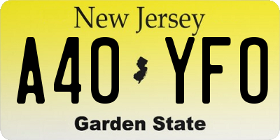 NJ license plate A40YFO