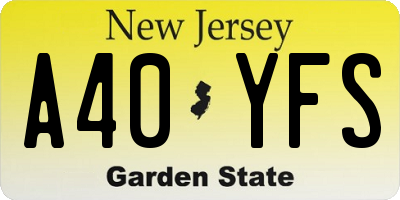 NJ license plate A40YFS