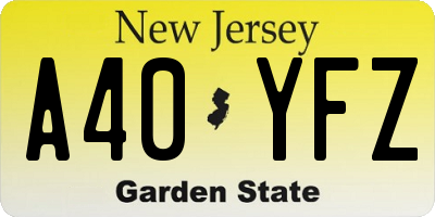 NJ license plate A40YFZ