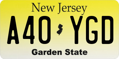 NJ license plate A40YGD