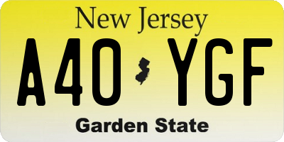 NJ license plate A40YGF