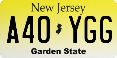 NJ license plate A40YGG