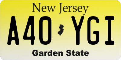 NJ license plate A40YGI