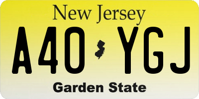 NJ license plate A40YGJ
