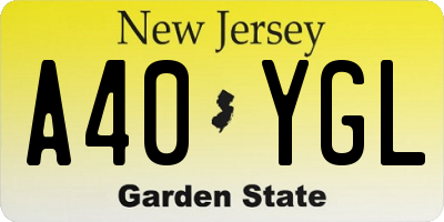 NJ license plate A40YGL