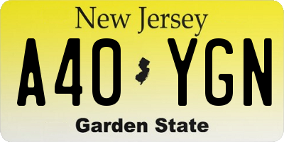 NJ license plate A40YGN