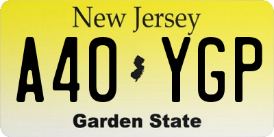NJ license plate A40YGP