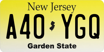 NJ license plate A40YGQ