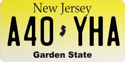 NJ license plate A40YHA