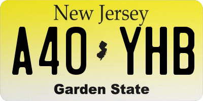 NJ license plate A40YHB