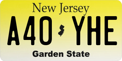 NJ license plate A40YHE