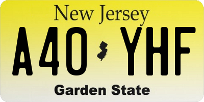 NJ license plate A40YHF