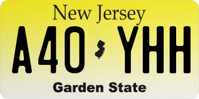 NJ license plate A40YHH
