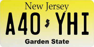 NJ license plate A40YHI