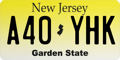 NJ license plate A40YHK