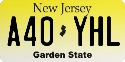 NJ license plate A40YHL