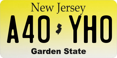 NJ license plate A40YHO
