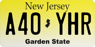 NJ license plate A40YHR