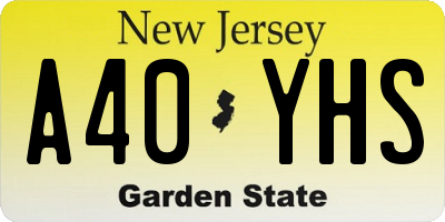 NJ license plate A40YHS