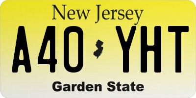 NJ license plate A40YHT