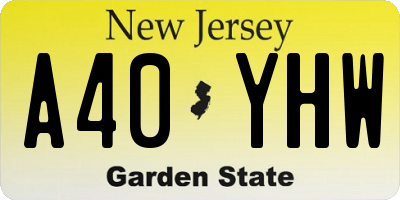 NJ license plate A40YHW