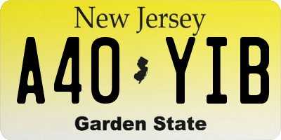 NJ license plate A40YIB