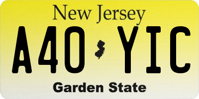 NJ license plate A40YIC