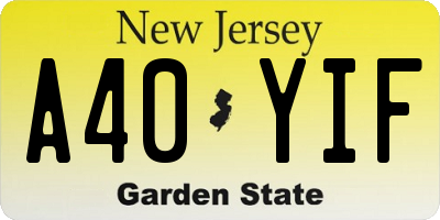 NJ license plate A40YIF