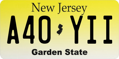 NJ license plate A40YII