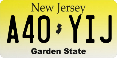 NJ license plate A40YIJ