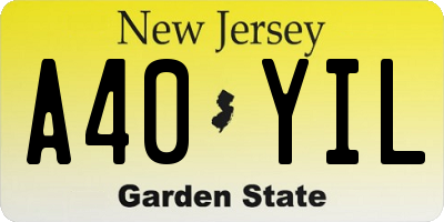 NJ license plate A40YIL