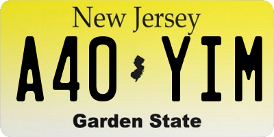 NJ license plate A40YIM