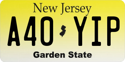 NJ license plate A40YIP