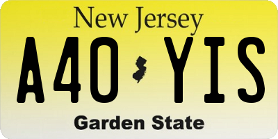 NJ license plate A40YIS