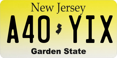 NJ license plate A40YIX