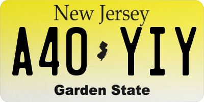 NJ license plate A40YIY