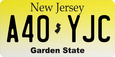 NJ license plate A40YJC