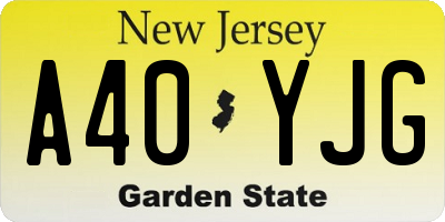 NJ license plate A40YJG
